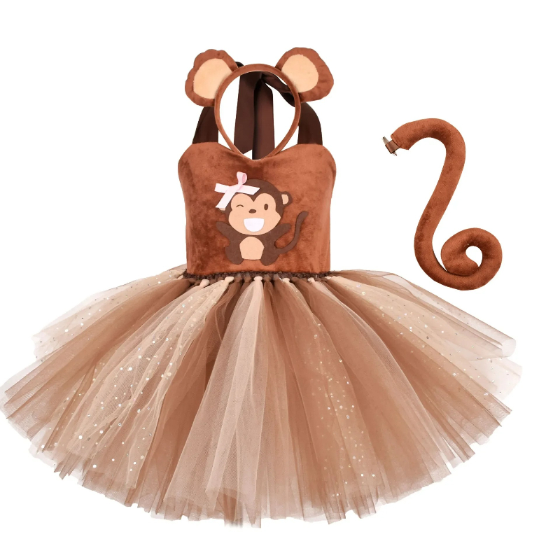 Baby Clothing Dresser - Braunes Affen-Tutu-Kleid für Babys, Mädchen, Halloween,